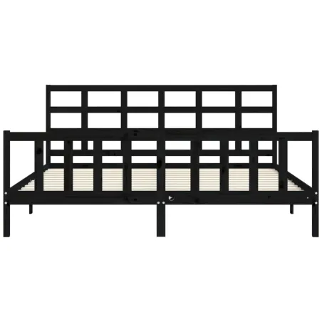 Cadre de lit sans matelas noir 200x200 cm bois massif de pin
