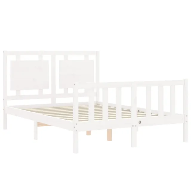 Cadre de lit sans matelas blanc 140x190 cm bois de pin massif