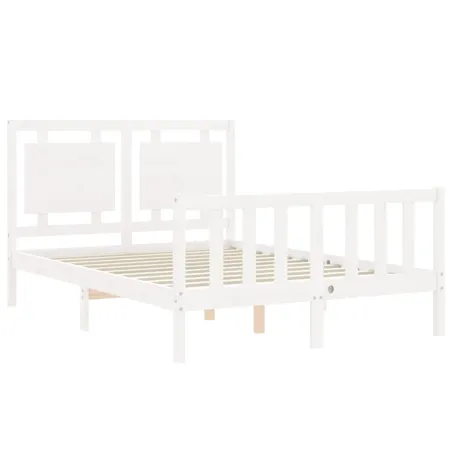 Cadre de lit sans matelas blanc 140x190 cm bois de pin massif