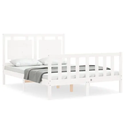 Cadre de lit sans matelas blanc 120x200 cm bois de pin massif 2