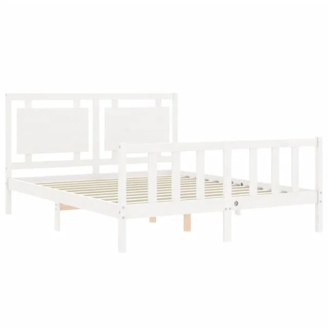 Cadre de lit sans matelas blanc 160x200 cm bois de pin massif