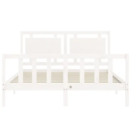 Cadre de lit sans matelas blanc 160x200 cm bois de pin massif