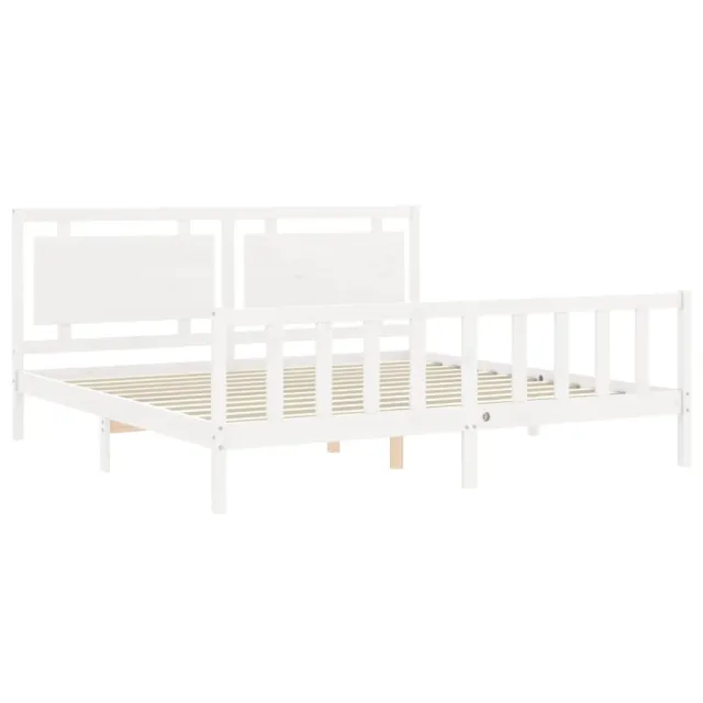Cadre de lit sans matelas blanc 200x200 cm bois massif de pin