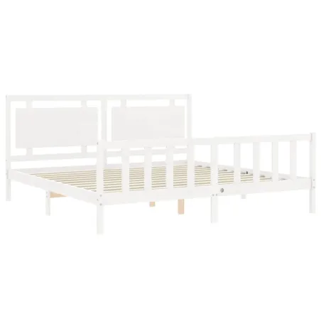 Cadre de lit sans matelas blanc 200x200 cm bois massif de pin