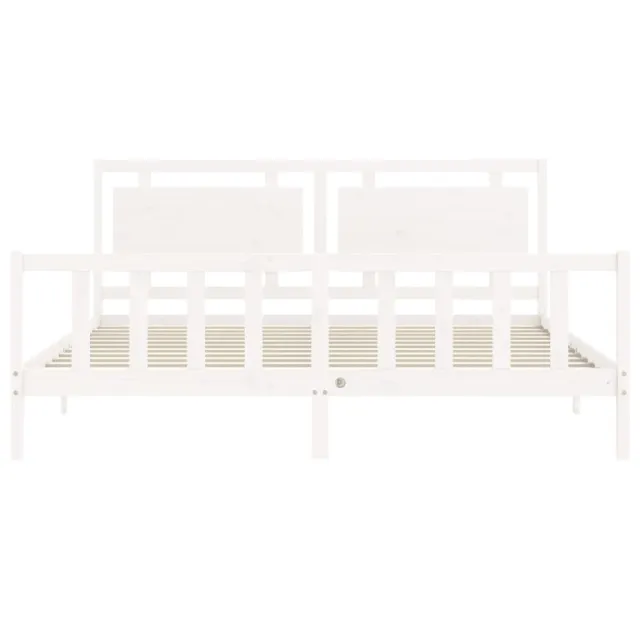 Cadre de lit sans matelas blanc 200x200 cm bois massif de pin