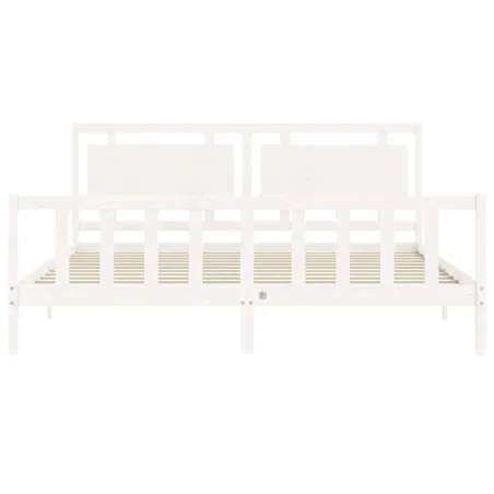 Cadre de lit sans matelas blanc 200x200 cm bois massif de pin