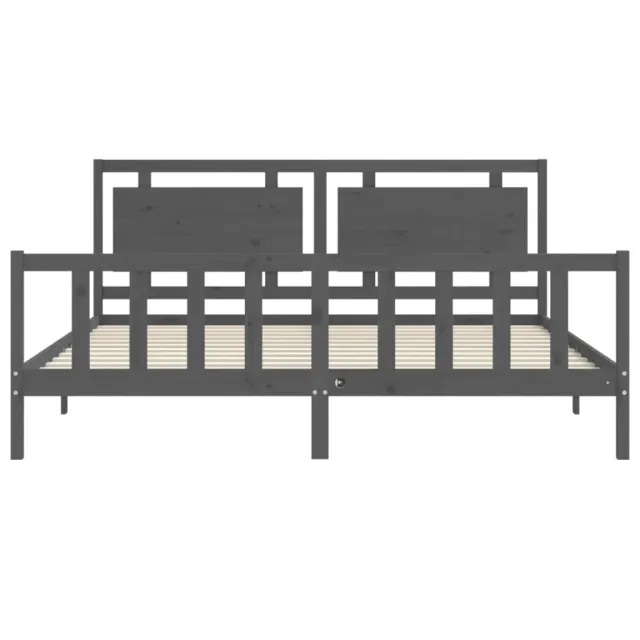 Cadre de lit sans matelas gris 200x200 cm bois massif de pin