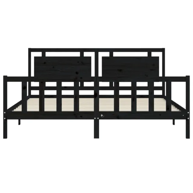 Cadre de lit sans matelas noir 200x200 cm bois massif de pin