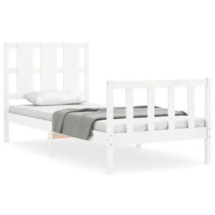 Cadre de lit sans matelas blanc bois de pin massif 2