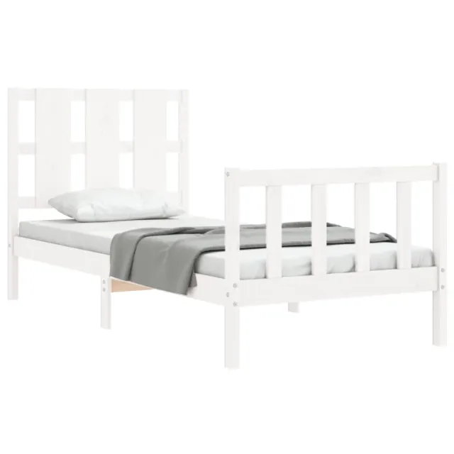 Cadre de lit sans matelas blanc bois de pin massif
