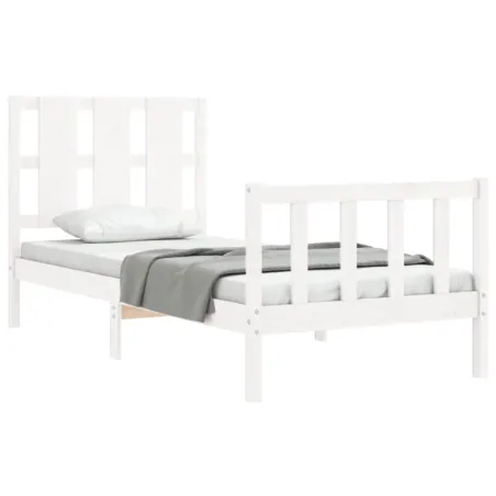 Cadre de lit sans matelas blanc bois de pin massif