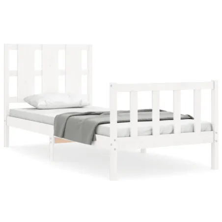 Cadre de lit sans matelas blanc 90x190 cm bois de pin massif