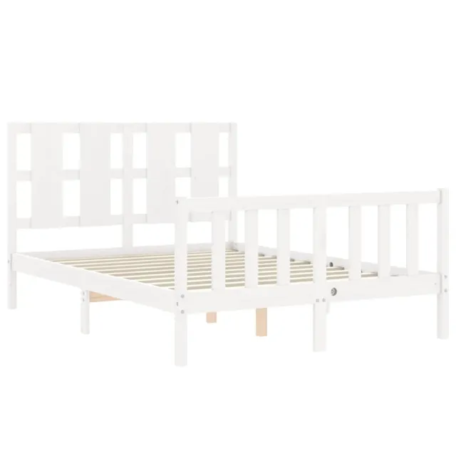 Cadre de lit sans matelas blanc bois de pin massif