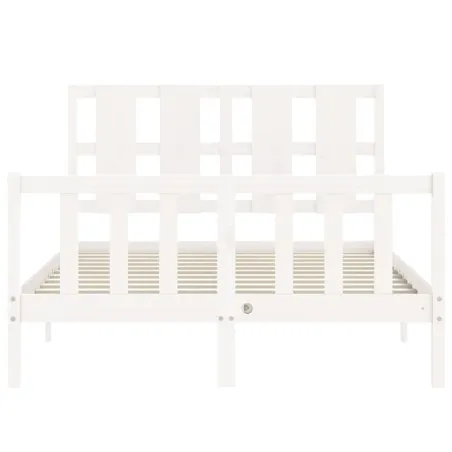 Cadre de lit sans matelas blanc bois de pin massif