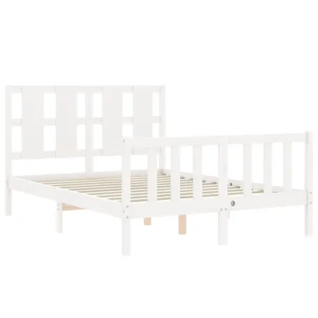 Cadre de lit sans matelas blanc 140x190 cm bois de pin massif
