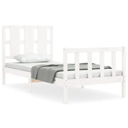 Cadre de lit sans matelas blanc 90x200 cm bois de pin massif 2