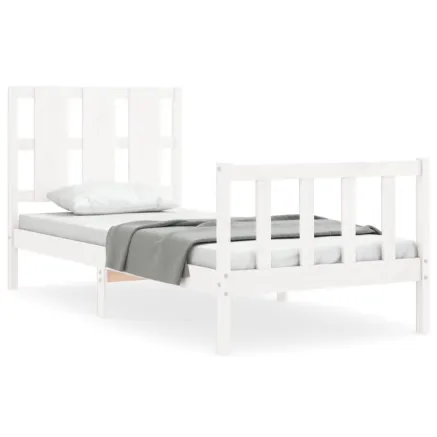 Cadre de lit sans matelas blanc 100x200 cm bois de pin massif 2
