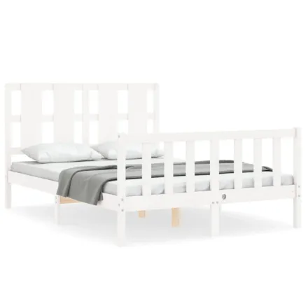 Cadre de lit sans matelas blanc 120x200 cm bois de pin massif 2