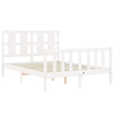Cadre de lit sans matelas blanc 120x200 cm bois de pin massif