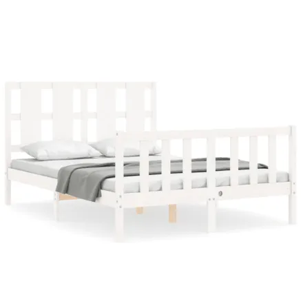 Cadre de lit sans matelas blanc 140x200 cm bois de pin massif 2