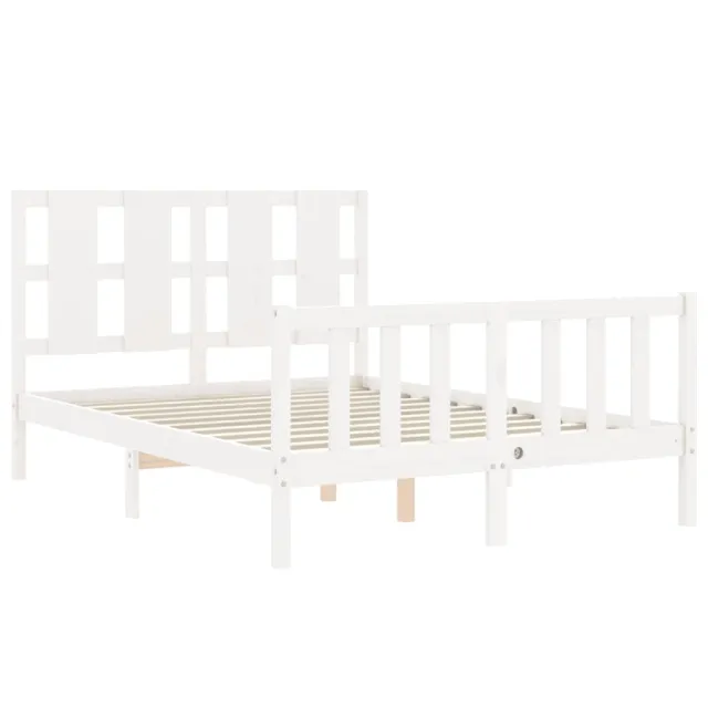 Cadre de lit sans matelas blanc 140x200 cm bois de pin massif