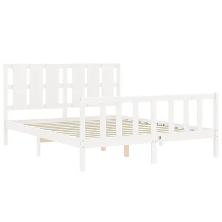 Cadre de lit sans matelas blanc bois de pin massif