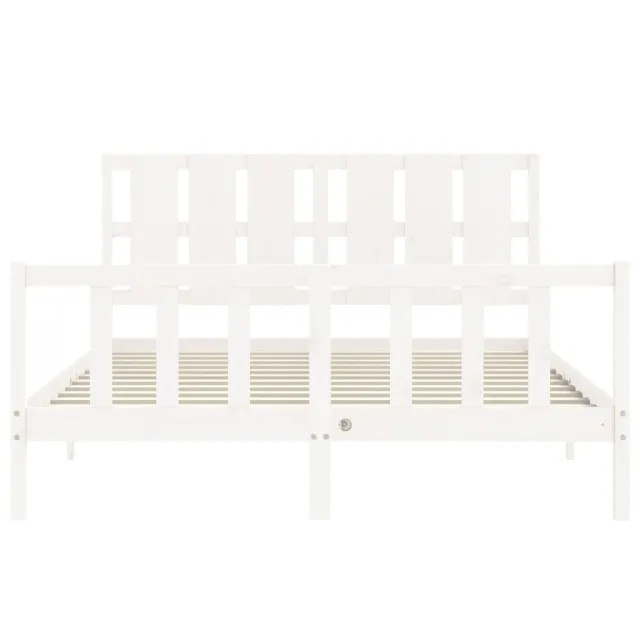 Cadre de lit sans matelas blanc bois de pin massif
