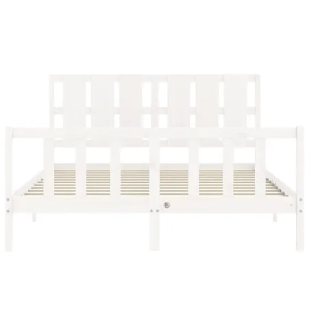 Cadre de lit sans matelas blanc 160x200 cm bois de pin massif