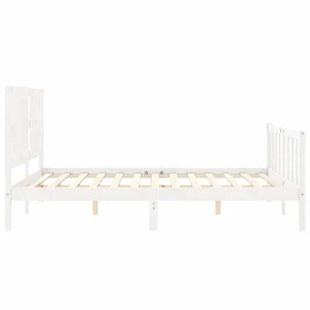 Cadre de lit sans matelas blanc 160x200 cm bois de pin massif
