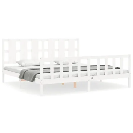 Cadre de lit sans matelas blanc bois de pin massif