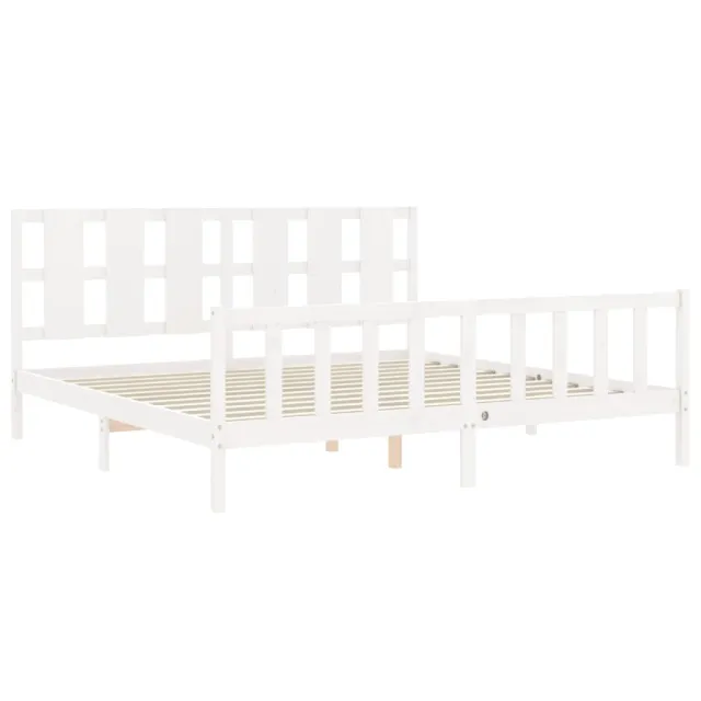 Cadre de lit sans matelas blanc bois de pin massif