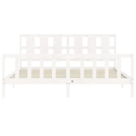 Cadre de lit sans matelas blanc bois de pin massif
