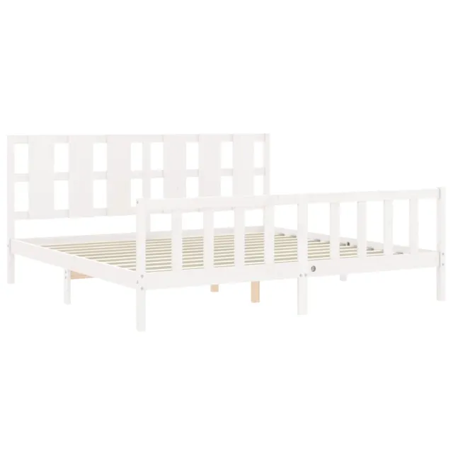 Cadre de lit sans matelas blanc 200x200 cm bois massif de pin