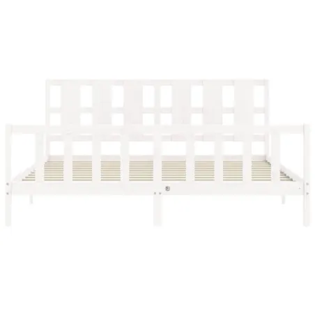 Cadre de lit sans matelas blanc 200x200 cm bois massif de pin