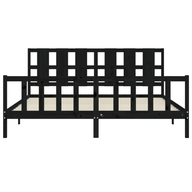 Cadre de lit sans matelas noir 200x200 cm bois massif de pin