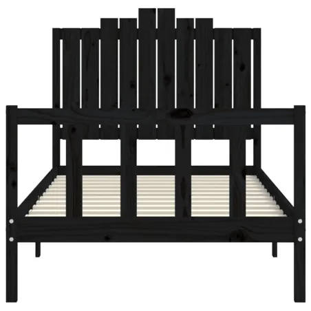 Cadre de lit sans matelas noir 100x200 cm bois massif de pin