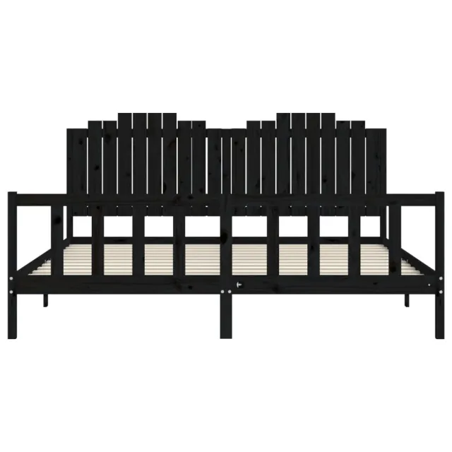 Cadre de lit sans matelas noir 200x200 cm bois massif de pin