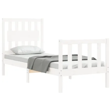 Cadre de lit sans matelas blanc bois de pin massif