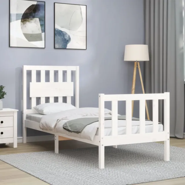 Cadre de lit sans matelas blanc bois de pin massif