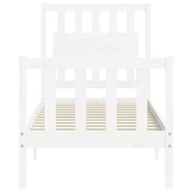 Cadre de lit sans matelas blanc bois de pin massif