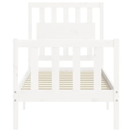 Cadre de lit sans matelas blanc bois de pin massif