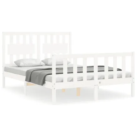 Cadre de lit sans matelas blanc bois de pin massif 2