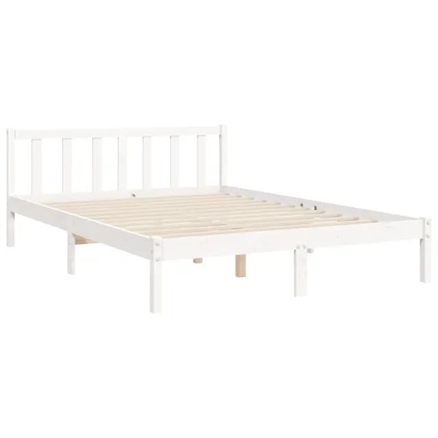 Cadre de lit sans matelas blanc bois de pin massif