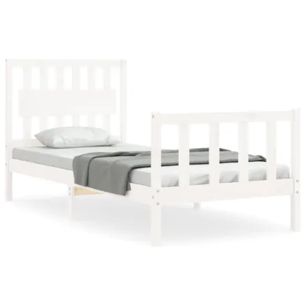 Cadre de lit sans matelas blanc 90x200 cm bois de pin massif 2