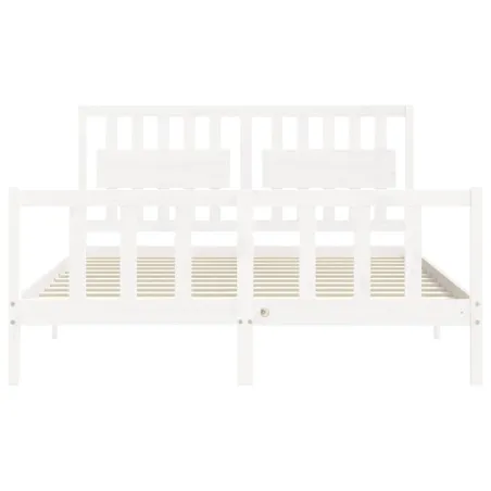 Cadre de lit sans matelas blanc 160x200 cm bois de pin massif