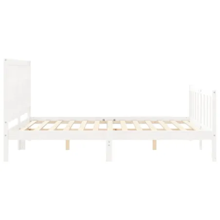 Cadre de lit sans matelas blanc 160x200 cm bois de pin massif