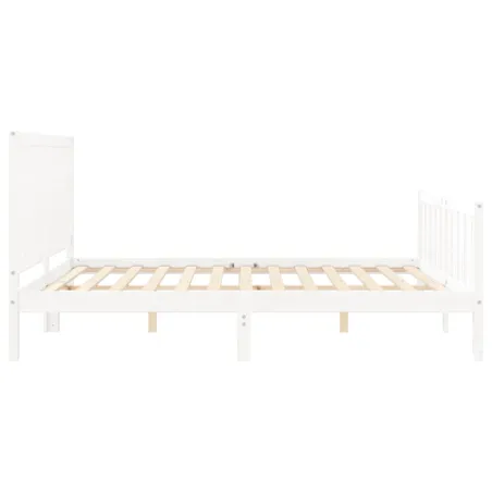 Cadre de lit sans matelas blanc bois massif de pin