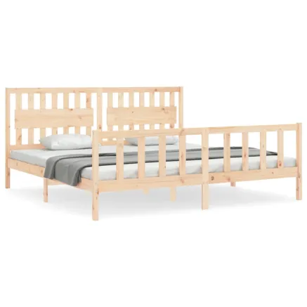 Cadre de lit sans matelas 200x200 cm bois massif de pin 2