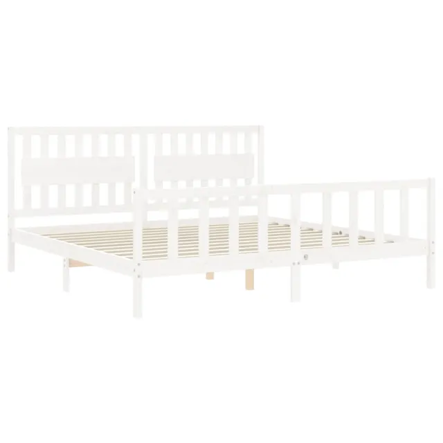Cadre de lit sans matelas blanc 200x200 cm bois massif de pin