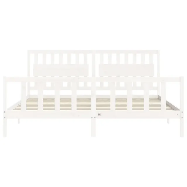 Cadre de lit sans matelas blanc 200x200 cm bois massif de pin